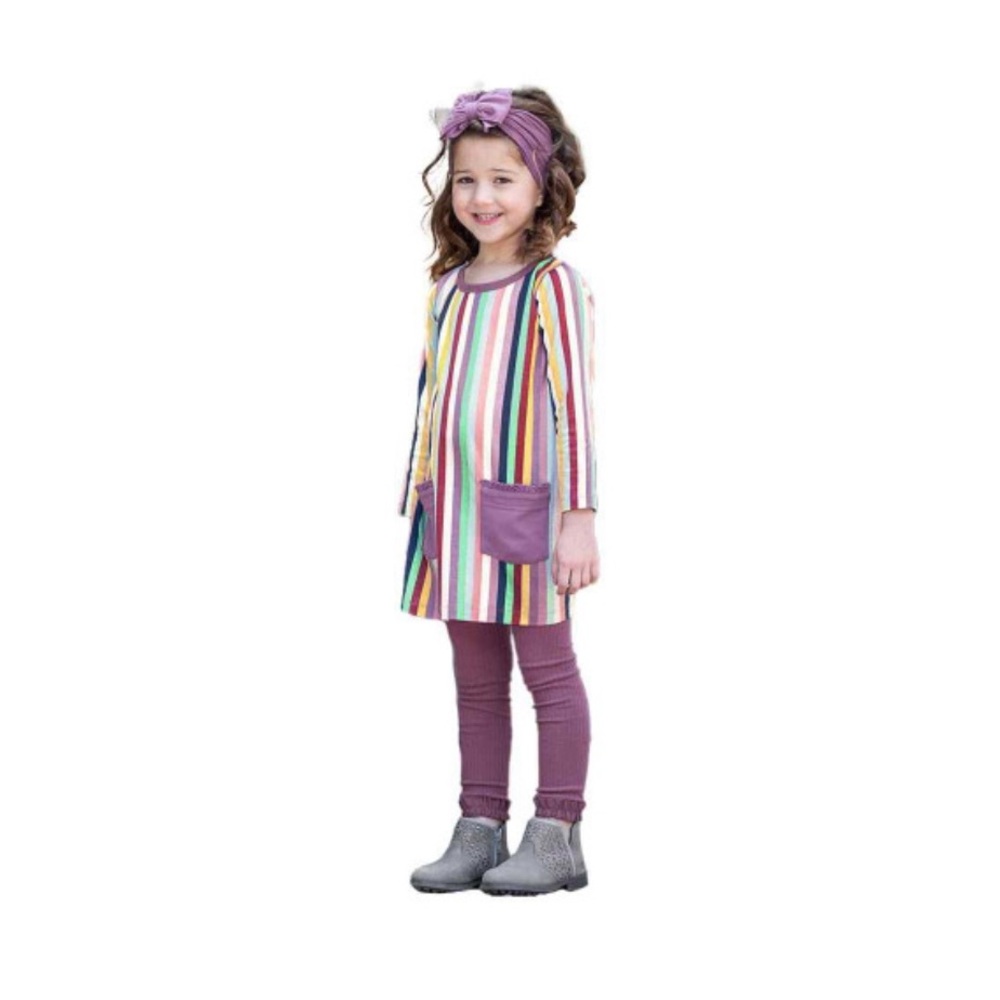 Girls' Ruffle Butts Pocket Dress- Rainbow